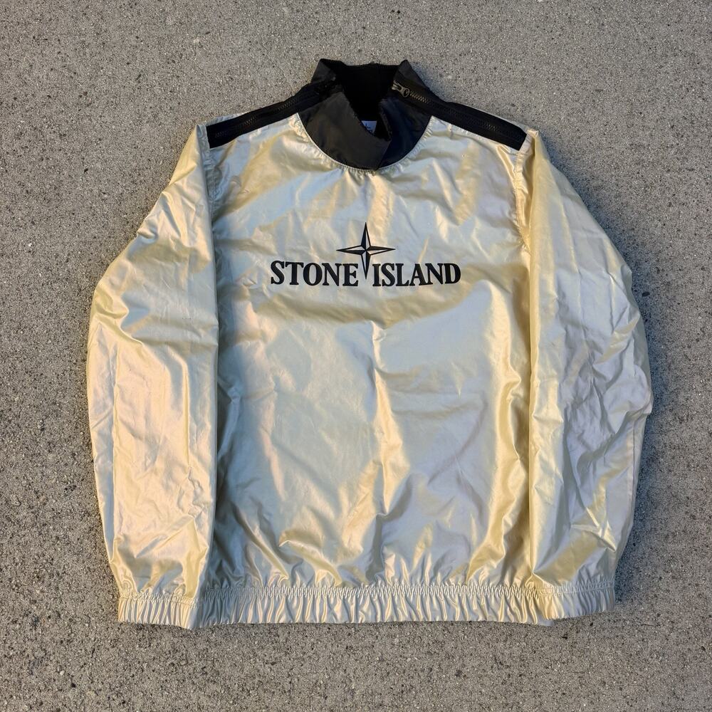 Stone Island Iridescent Coating Tela with Reflex Mat Popover Smock Jacket Sz S